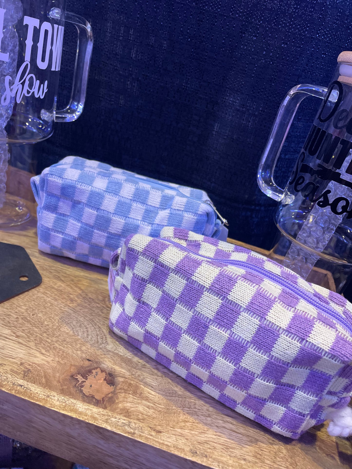 Small Cosmetic Checkered Bag