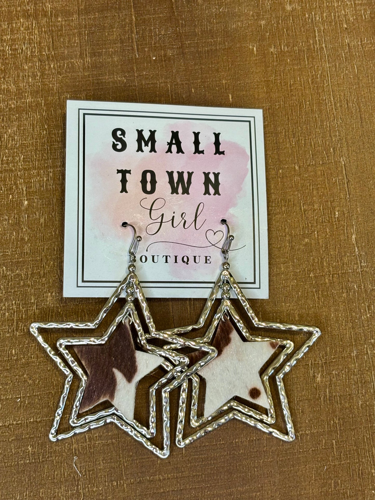 Cowhide Star Earrings