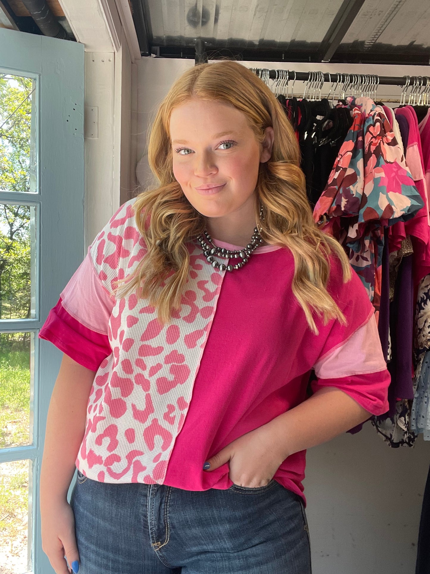 We love all the pink cheetah top