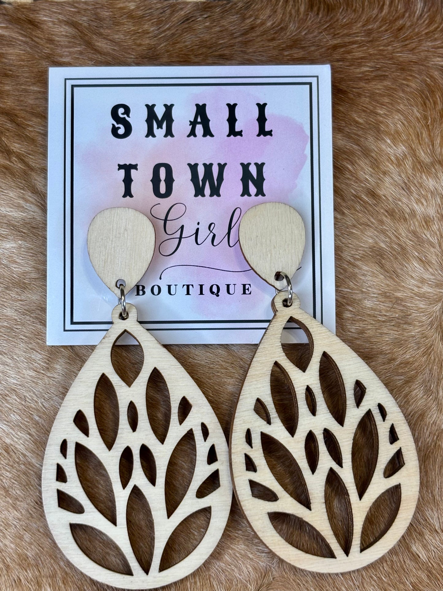 Wooden Teardrop Earrings