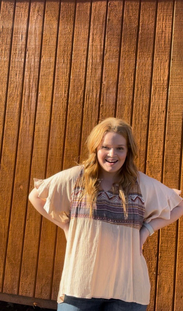 Dusty Peach Aztec top