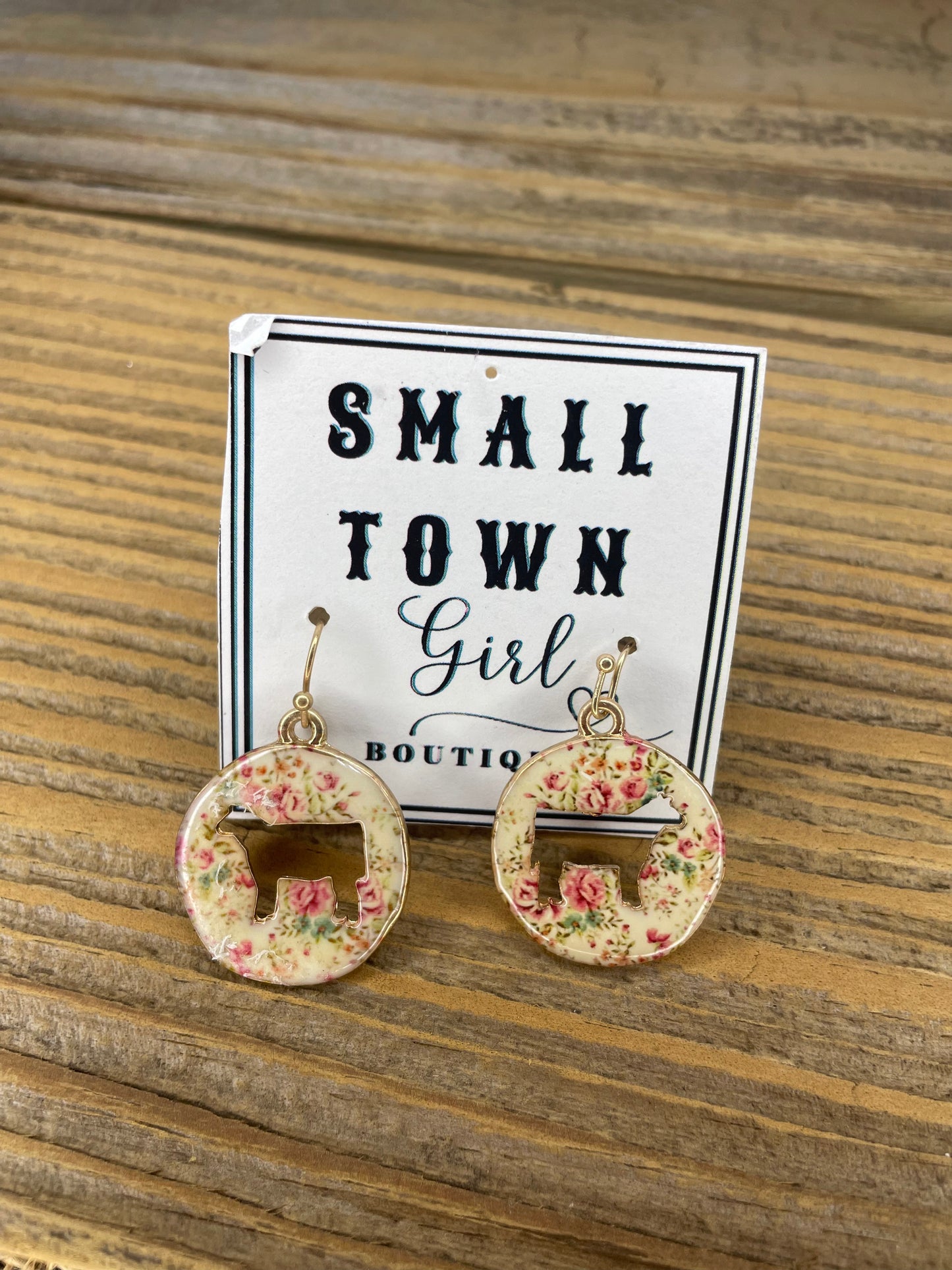 Floral Steer Earrings
