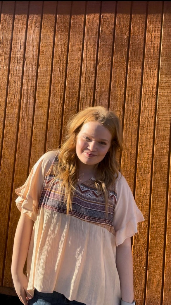 Dusty Peach Aztec top