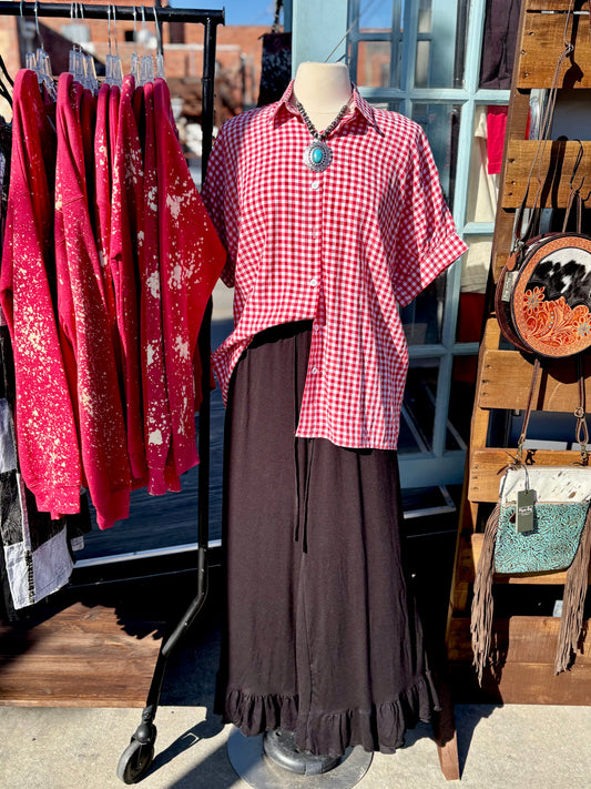 Black Ruffled Wide Leg Pants