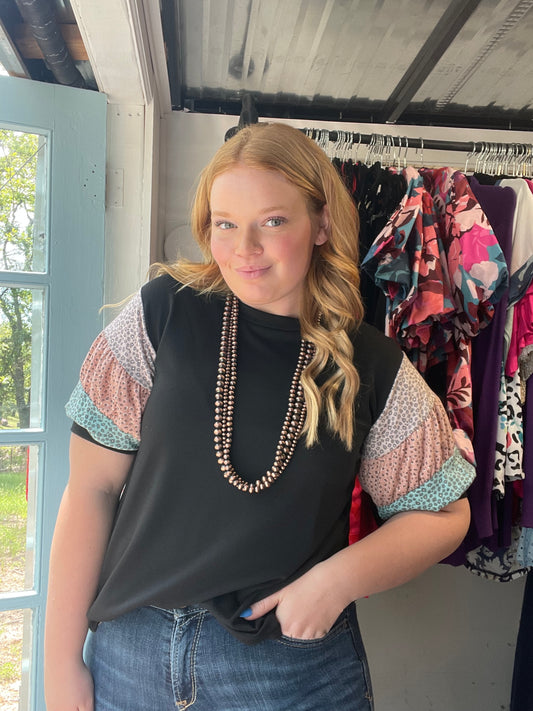 Multi Dotted Sleeve Top