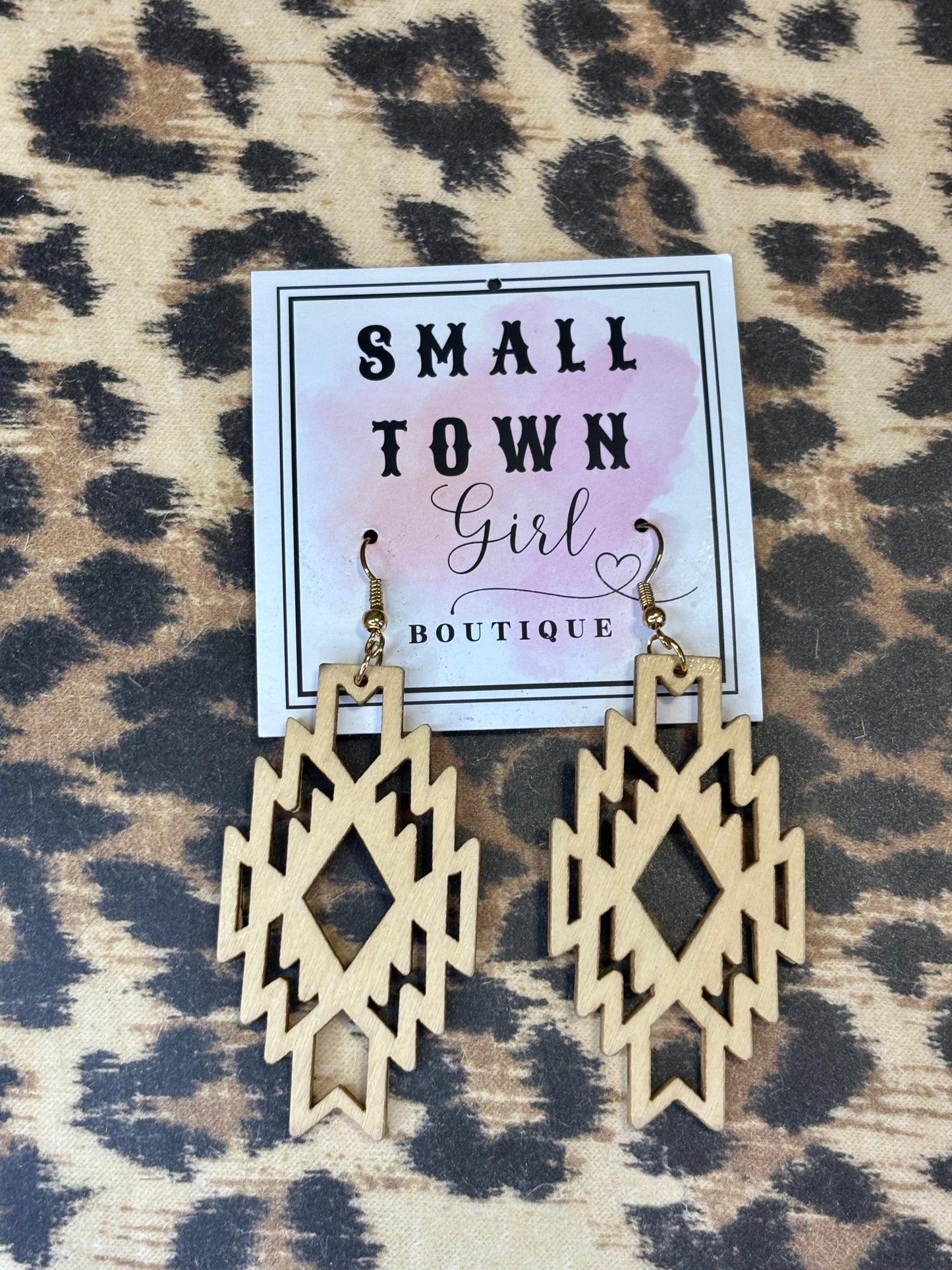 Wood Aztec Earrings