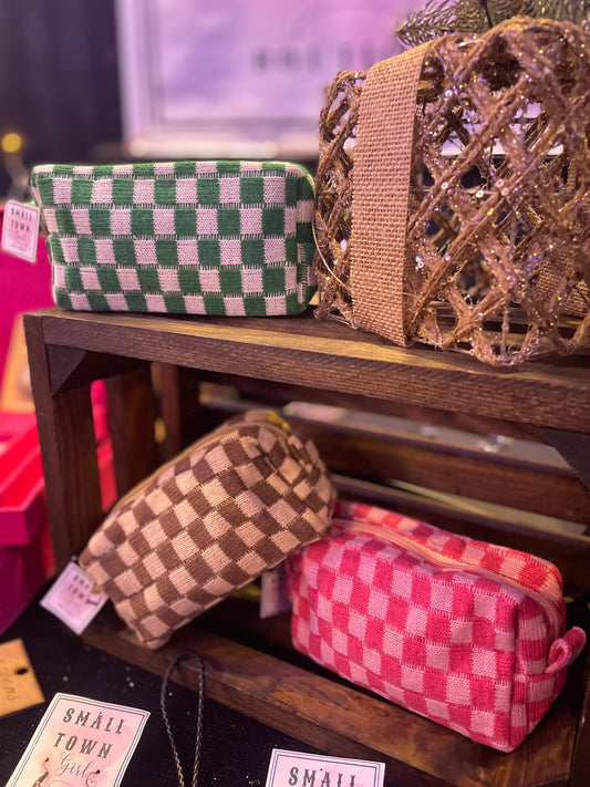 Small Cosmetic Checkered Bag