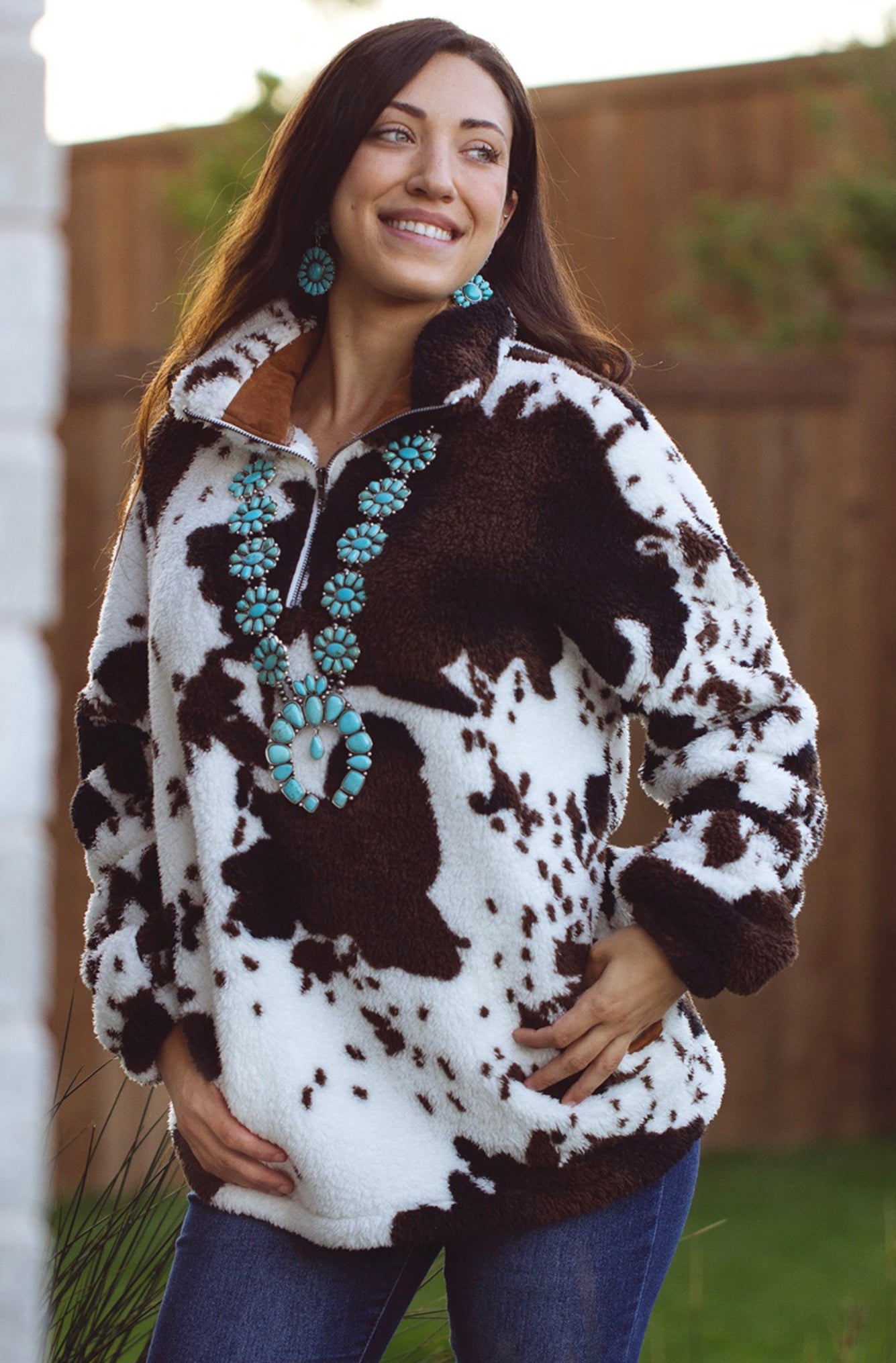 Cow Print Jacket - Black