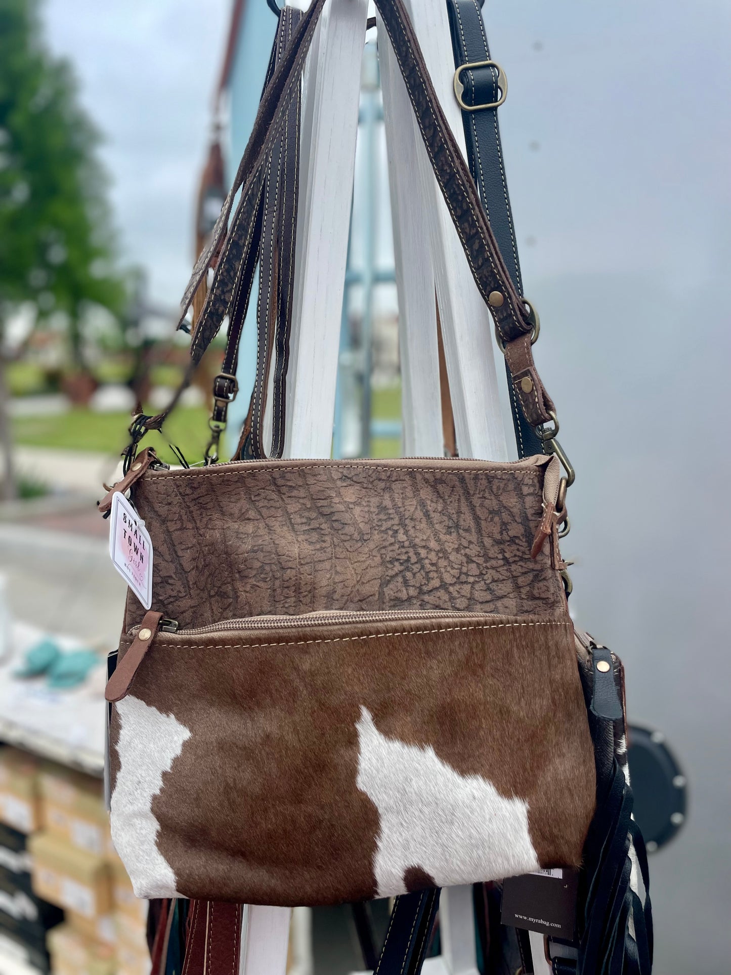 Brown & White Cowhide Purse