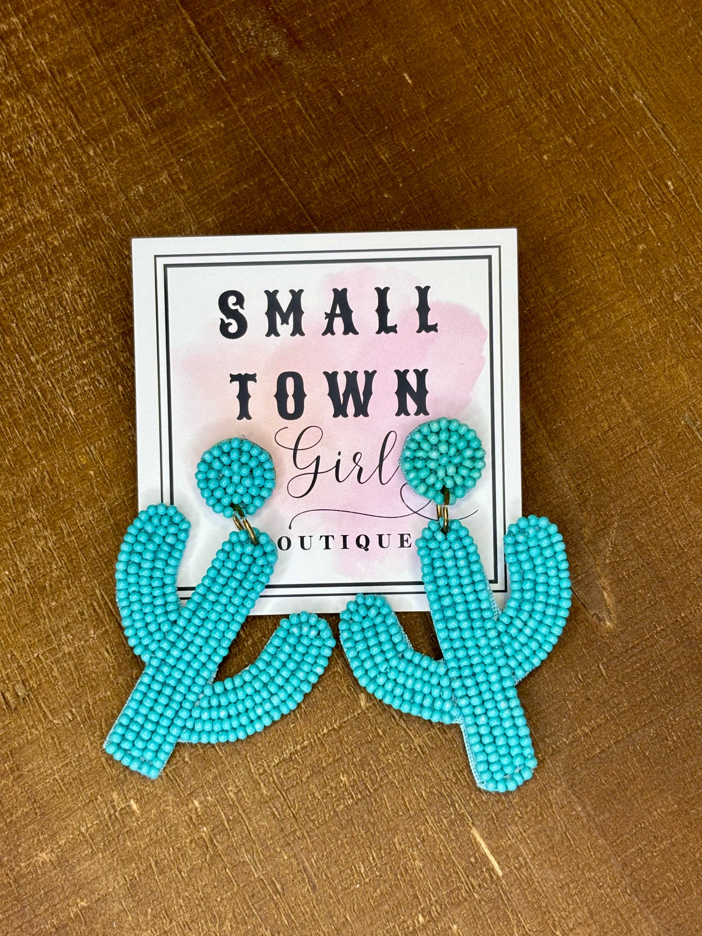 Beaded Turquoise Cactus Earrings