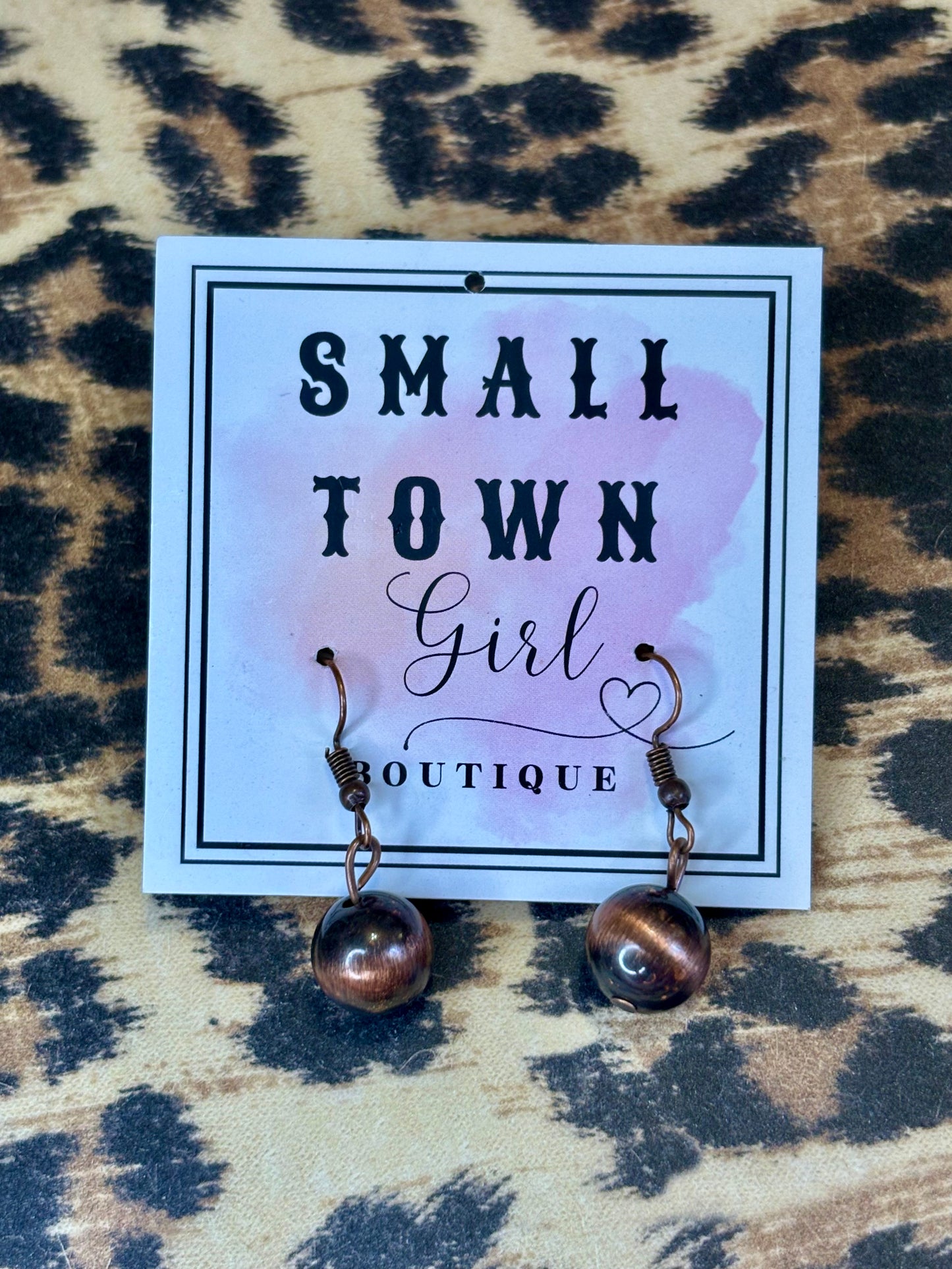 Copper Navajo Pearl Dangle Earrings