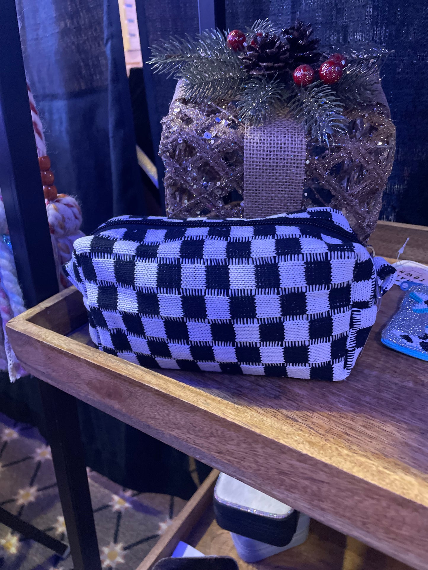 Small Cosmetic Checkered Bag