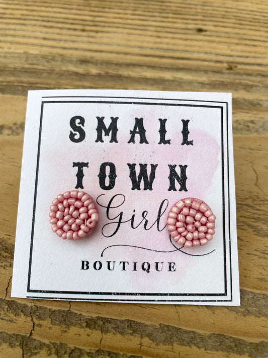 Pink Beaded Studs