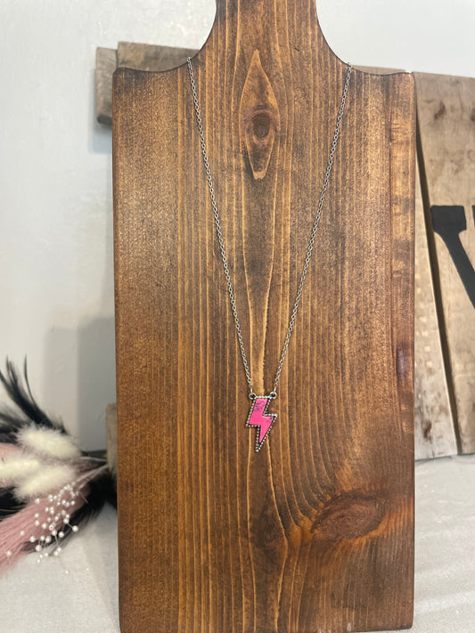 Pink Lightning Bolt Necklace