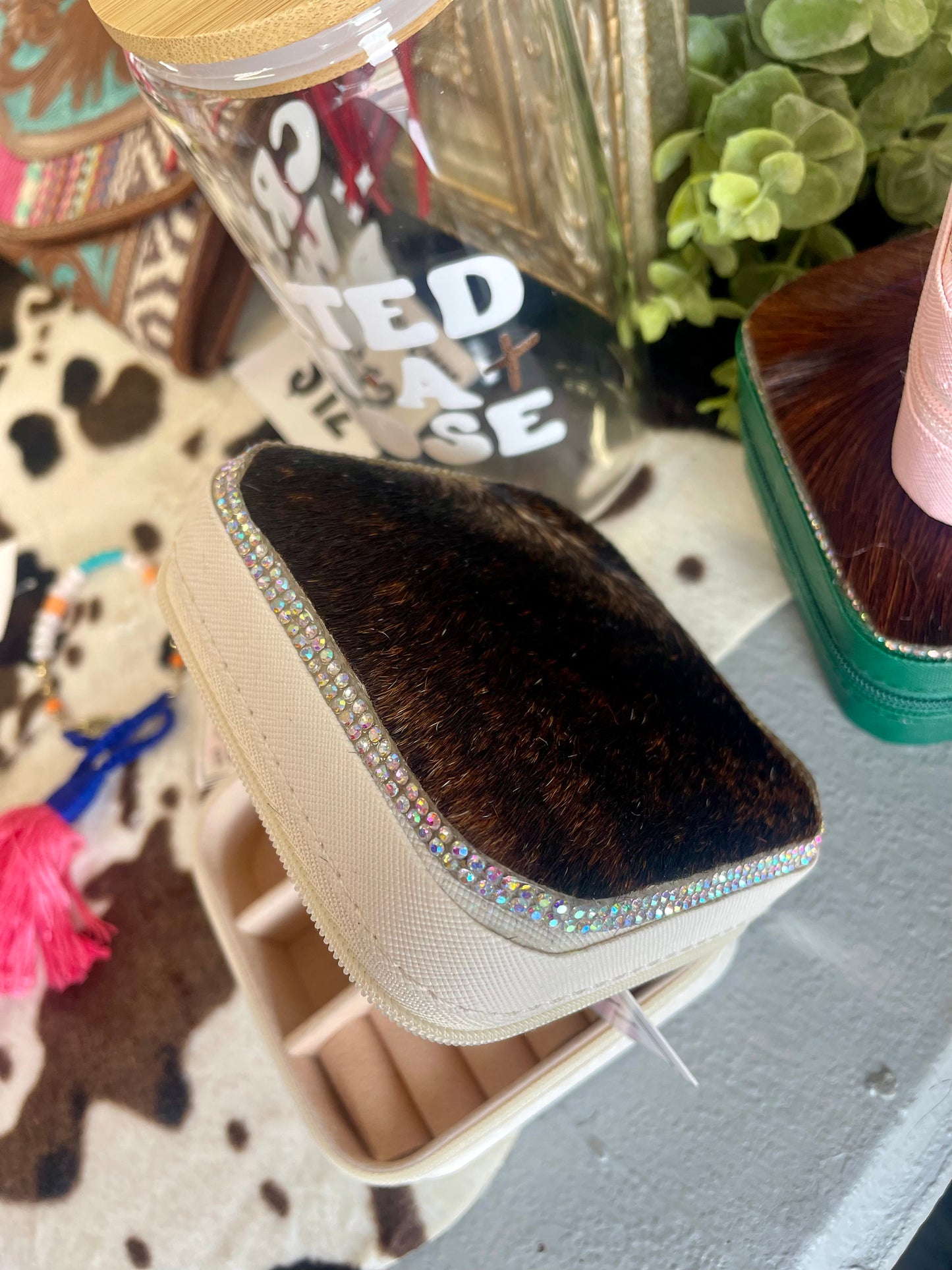 Cowhide Jeweled Jewelry Boxes