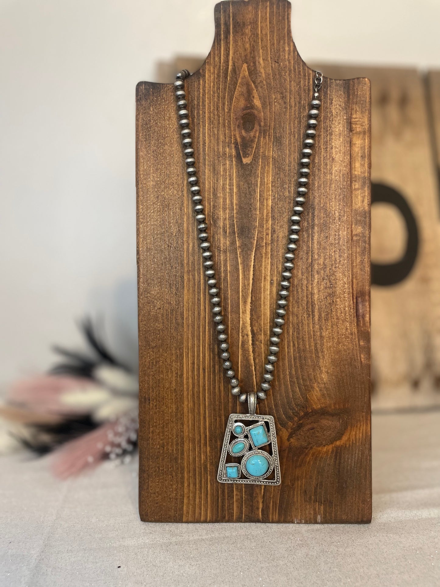 Faux Square Navajo Pearl Necklace