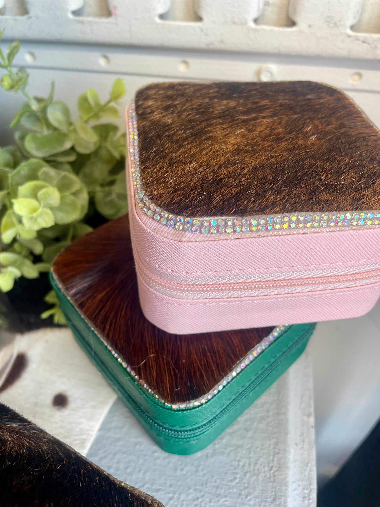 Cowhide Jeweled Jewelry Boxes