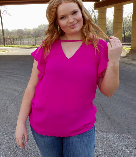 Bright Ruffle Pink Top