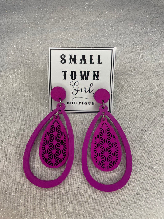 Magenta Double Teardrop Earrings