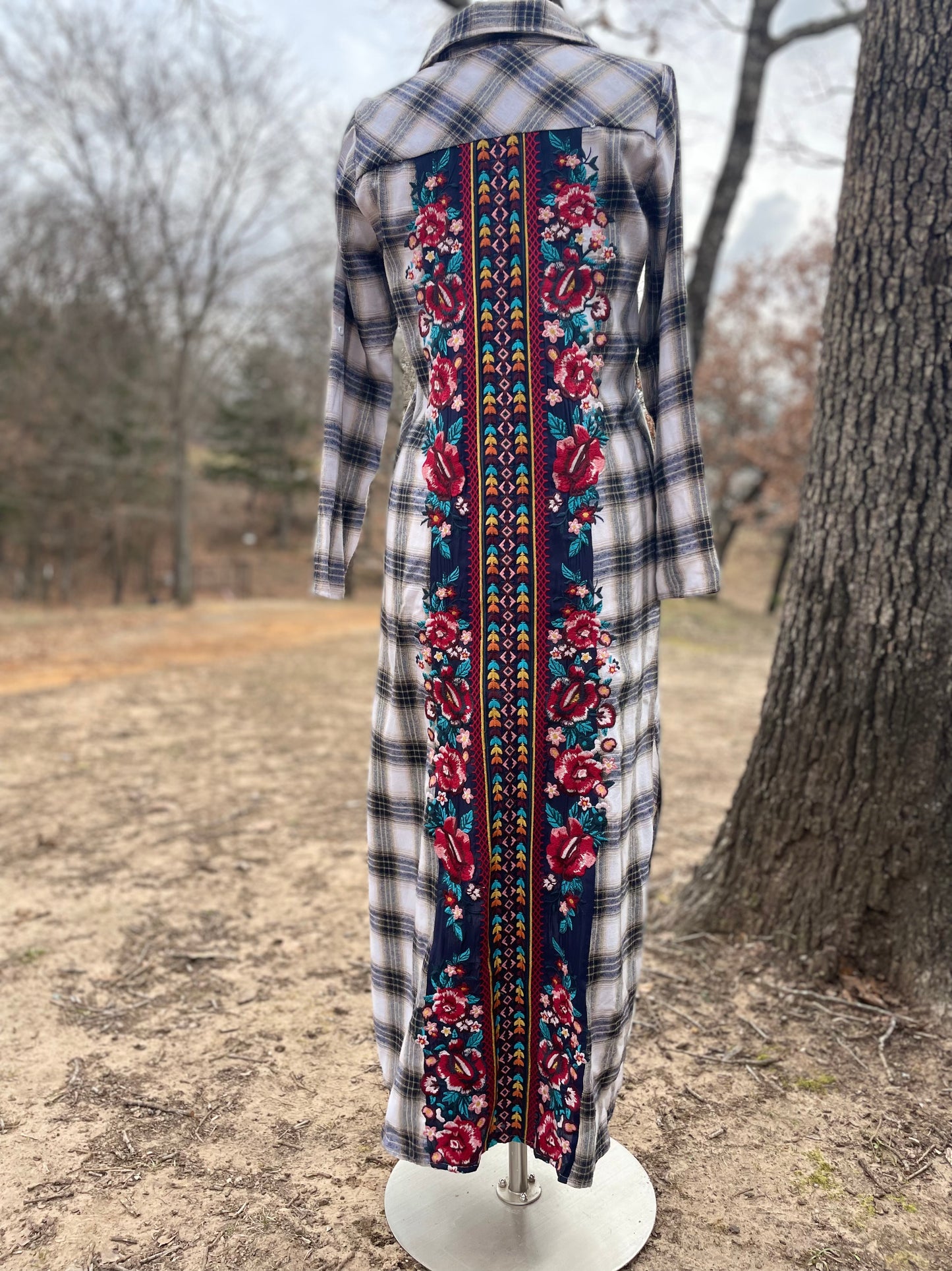 Embroidered Flannel Dress