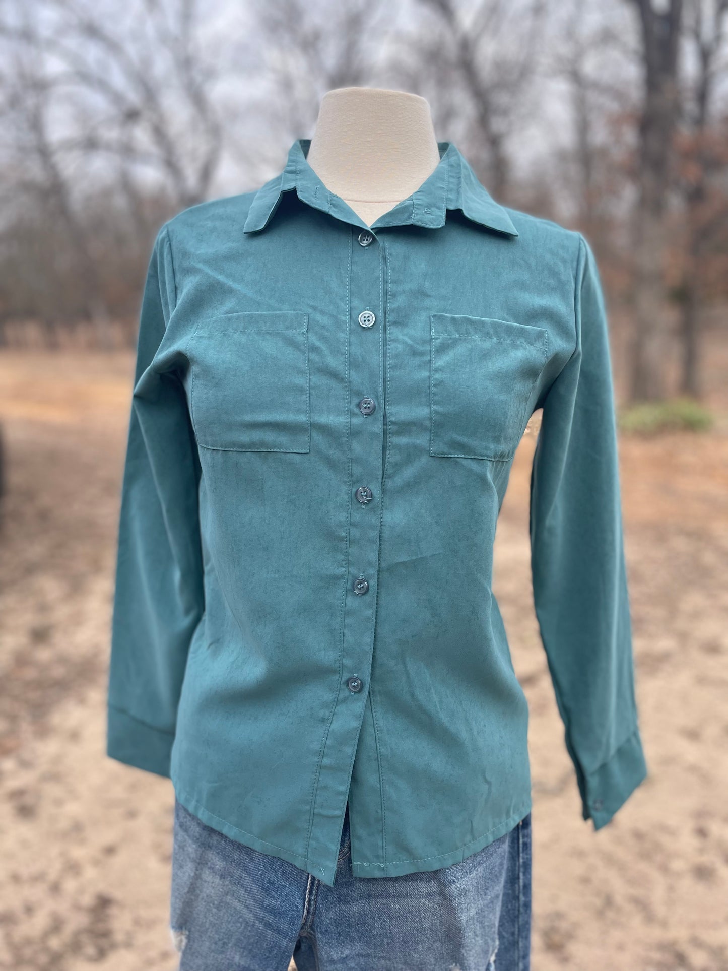 Blue/Green Button up