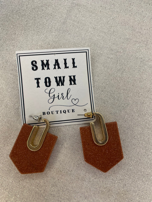 Glittery Burnt Orange Earrings