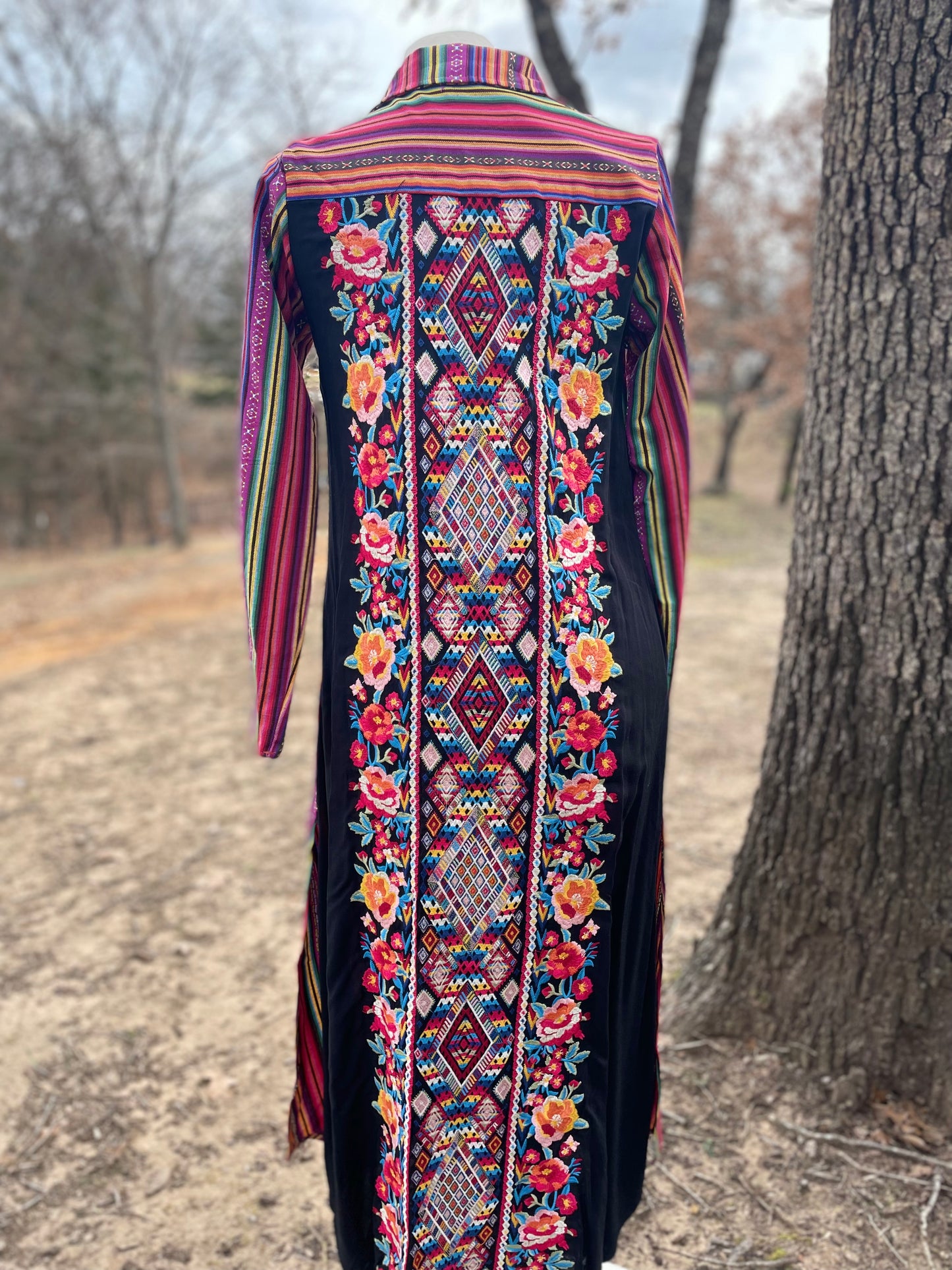 Stripe embroidered Dress