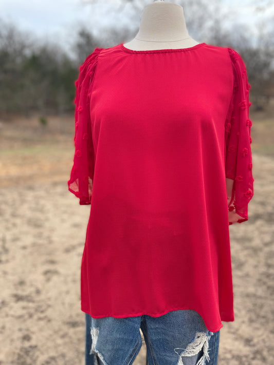 Red dotted sleeve top