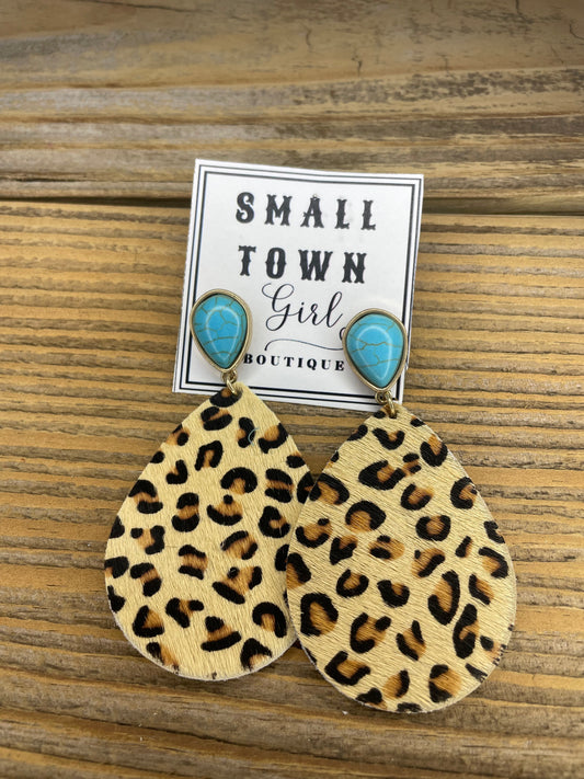 Leopard Teardrop Earrings