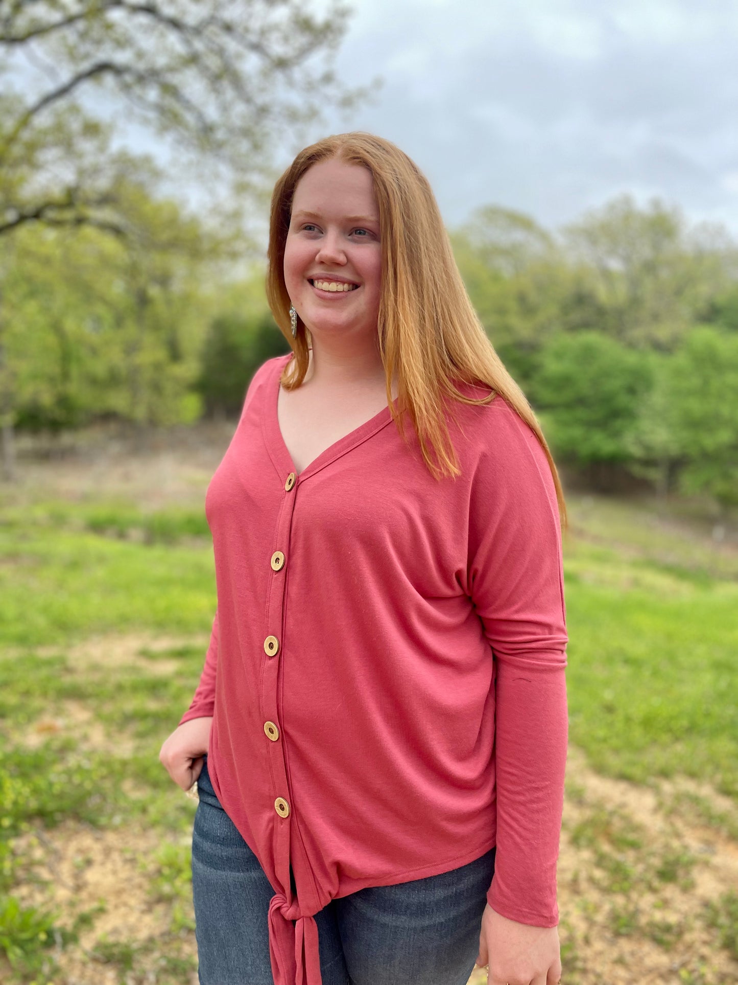 Pink Button Up Top