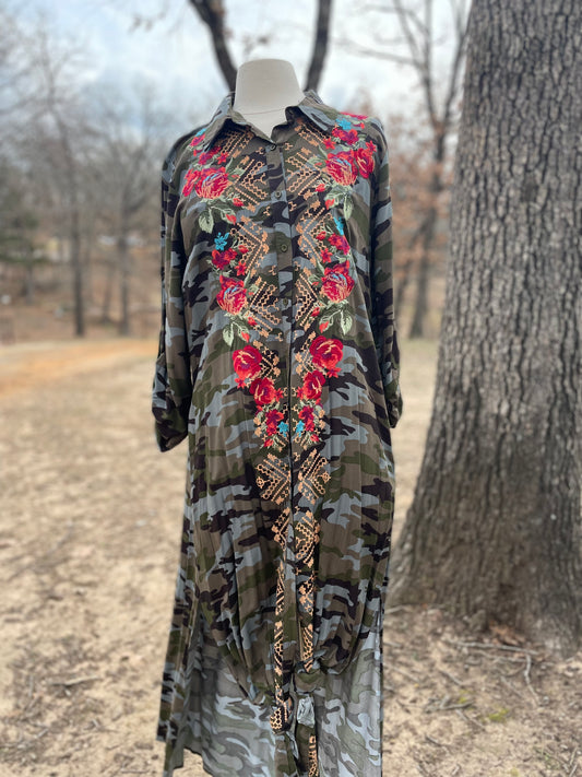 Embroidered Camo Dress