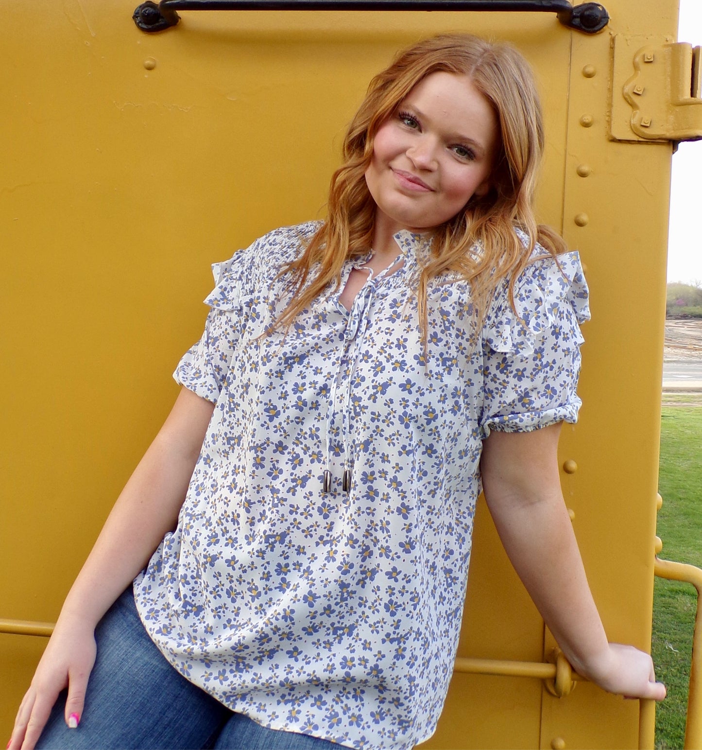 Yellow & Purple Flower Blouse