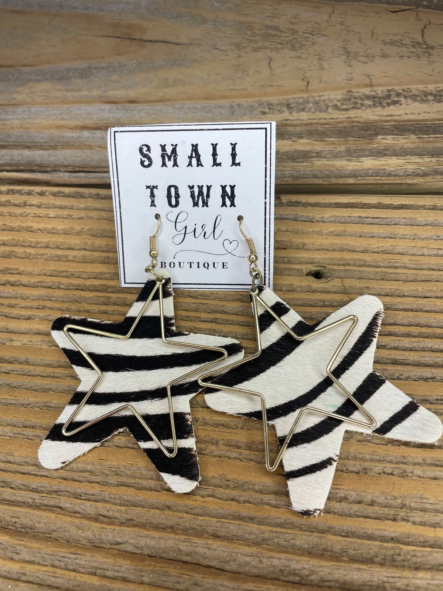 Zebra Star Print Earrings