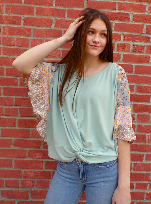 Blue Floral Print Blouse