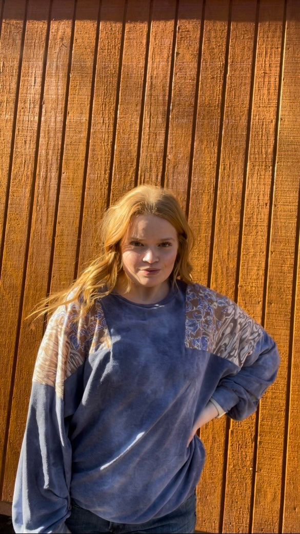 Blue with floral sweatshirt