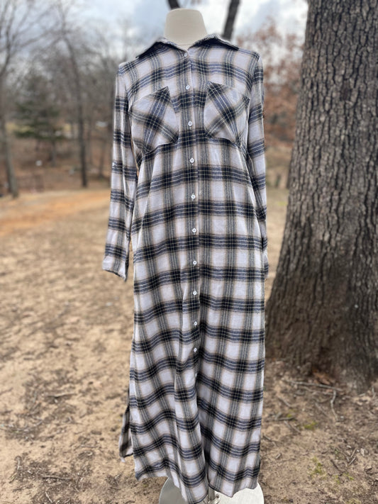 Embroidered Flannel Dress