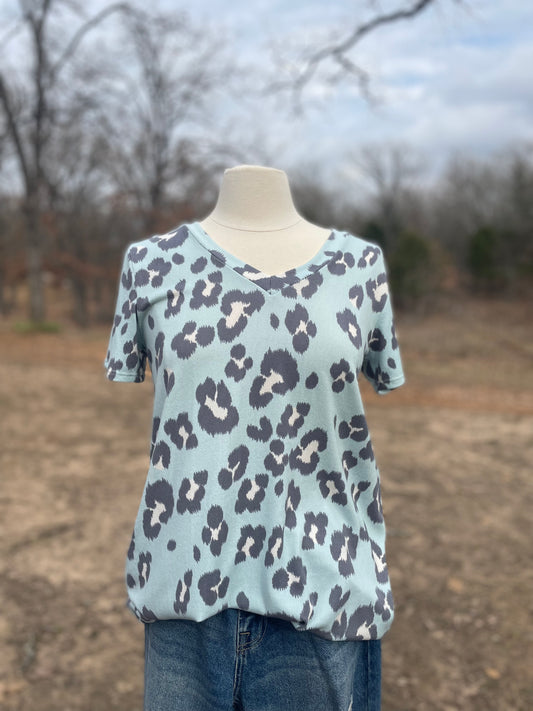 Blue Leopard Top