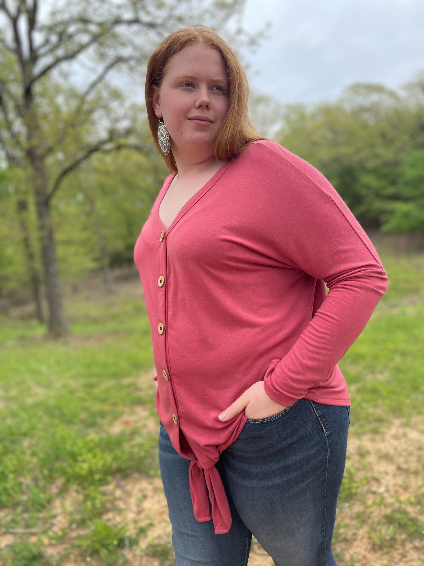 Pink Button Up Top