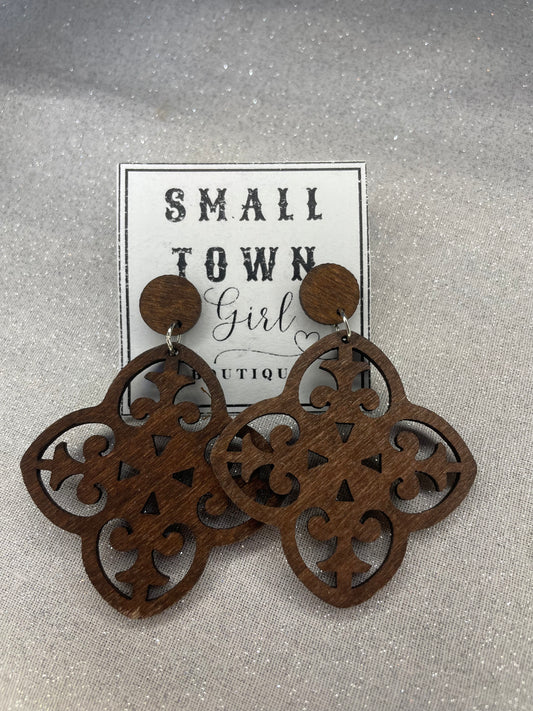 Wooden cross look Earrings