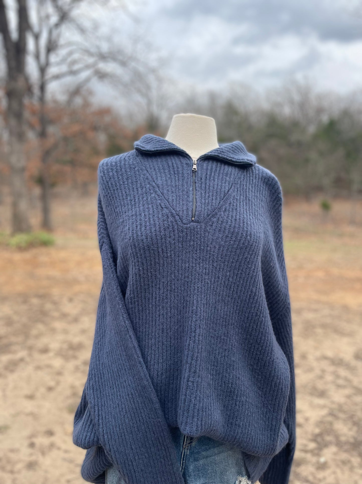 Blue Zip up Sweater